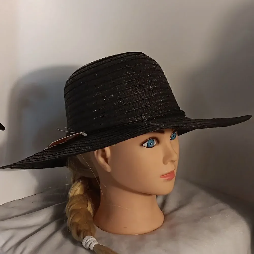 Black Straw Floopy Sun Hat